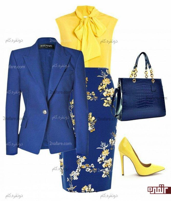 انواعی از زیباترین ست لباس آبی و زرد